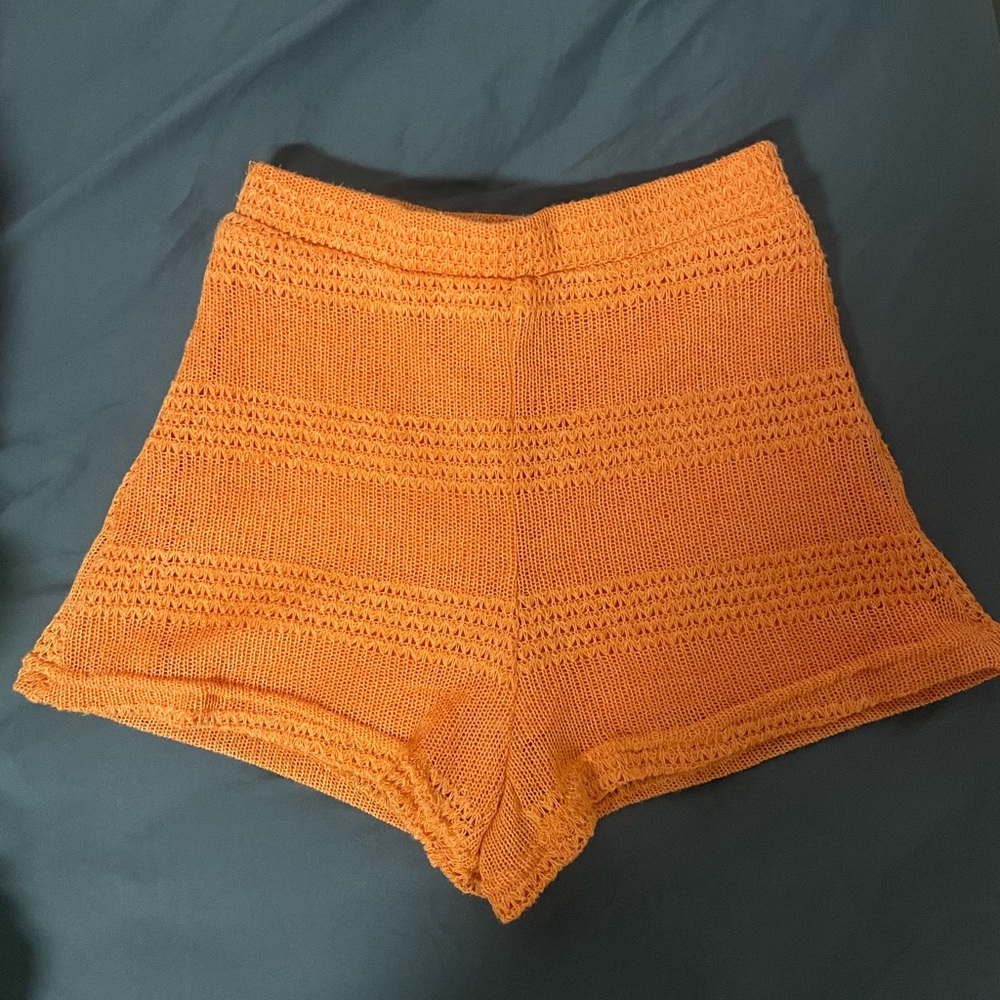 Orange Knit Shorts